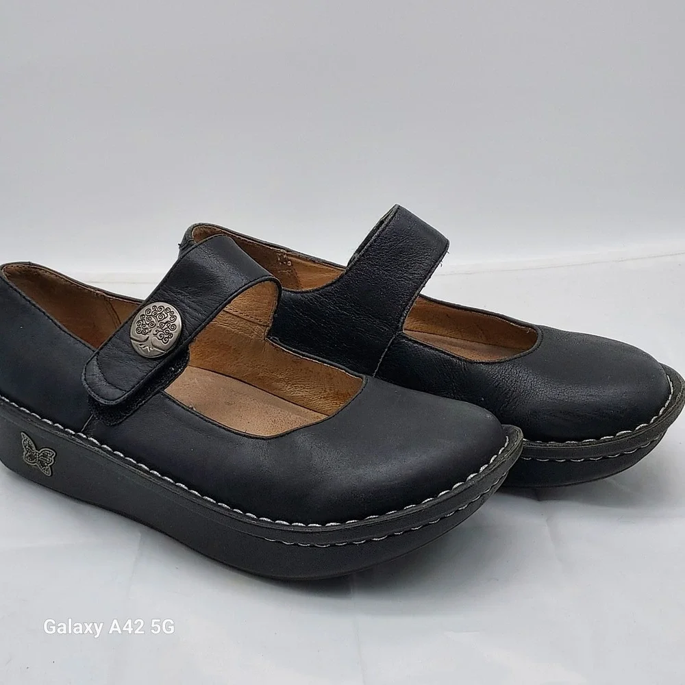 Alegria Paloma Black Leather Mary Jane Rocker Shoe Professional Comfort‎ Flat 8